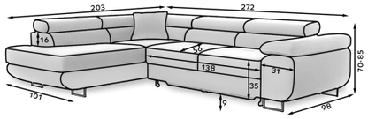 Anton Two-Tone Storage Sleeper Sectional Sofa - Grey/Black