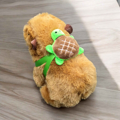 Interactive Electric Capybara Plush Toy with Turtle Backpack