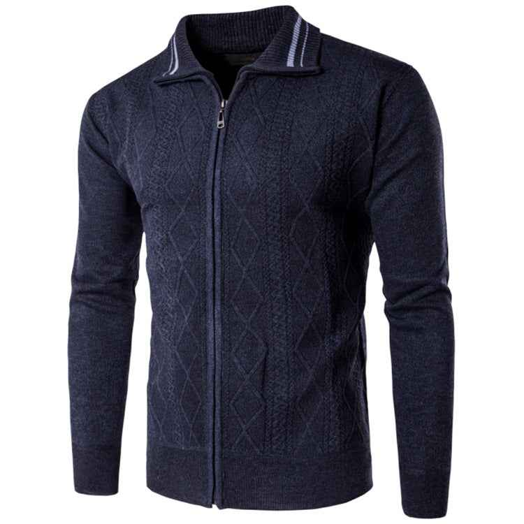 Men's Thickened Cotton Cardigan Zipper Lapel Sweater