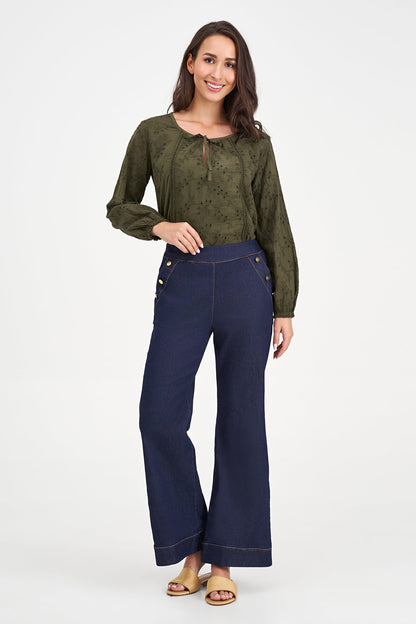Women's Knit/Woven Combo Top