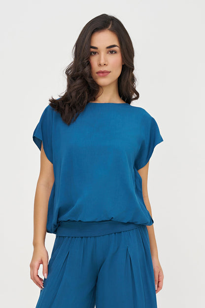 Women's Woven Boat-Neck Top