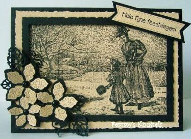 Idyllic Floral Scene Stamp Vintage Wintery Scene