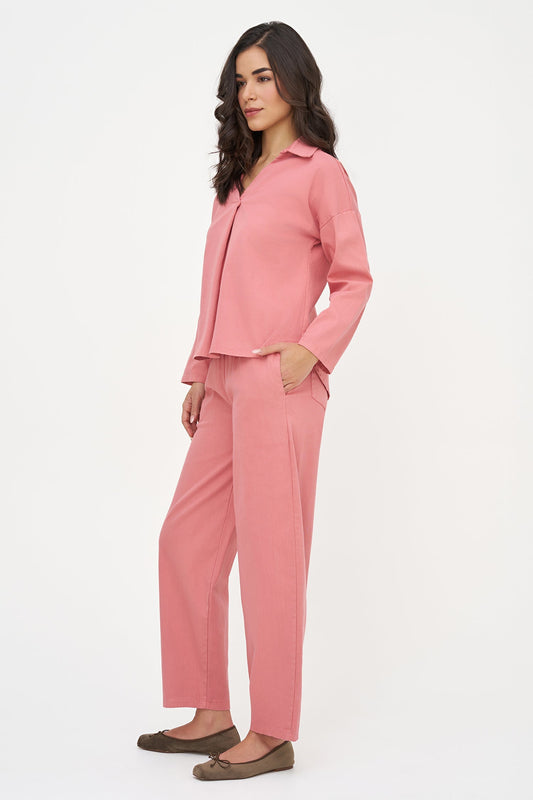 Women's Woven Pull-On Barrel-Leg Pant with Side Seam Pockets