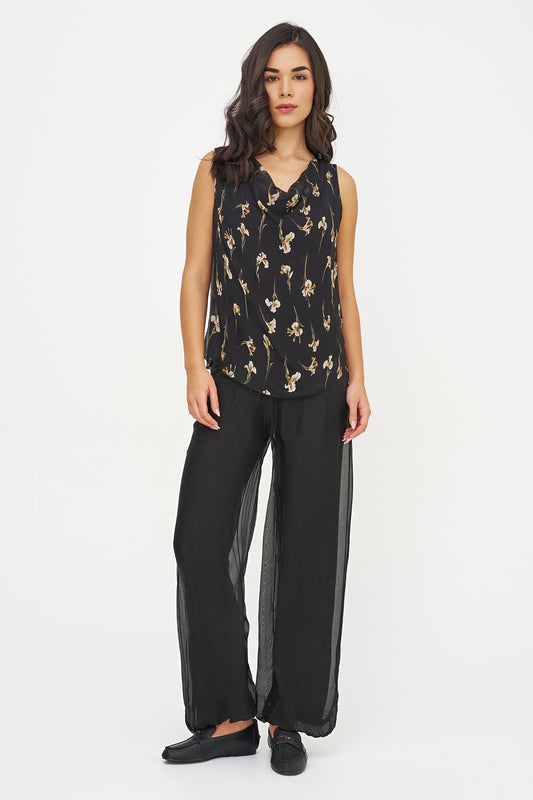 Women's Woven Pull-On Pant with a Jersey Waistband & a Bubble-Hem