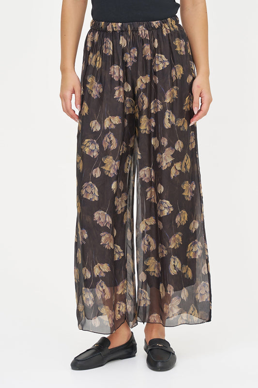 Women's Printed Woven Pull-On Wide-Leg Pants