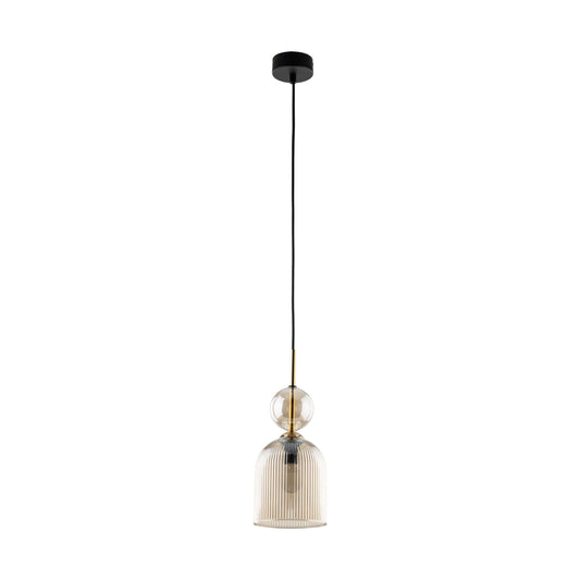 SOPHIA Cognac Ribbed Glass Bell Mini Pendant for Kitchen Island