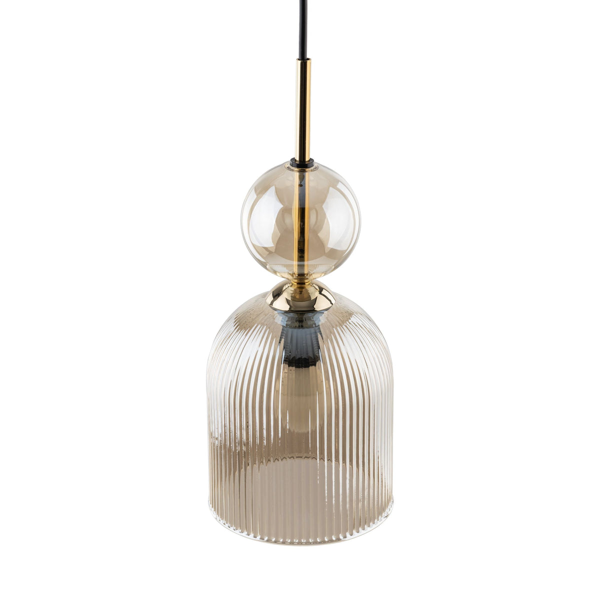 SOPHIA Cognac Ribbed Glass Bell Mini Pendant for Kitchen Island