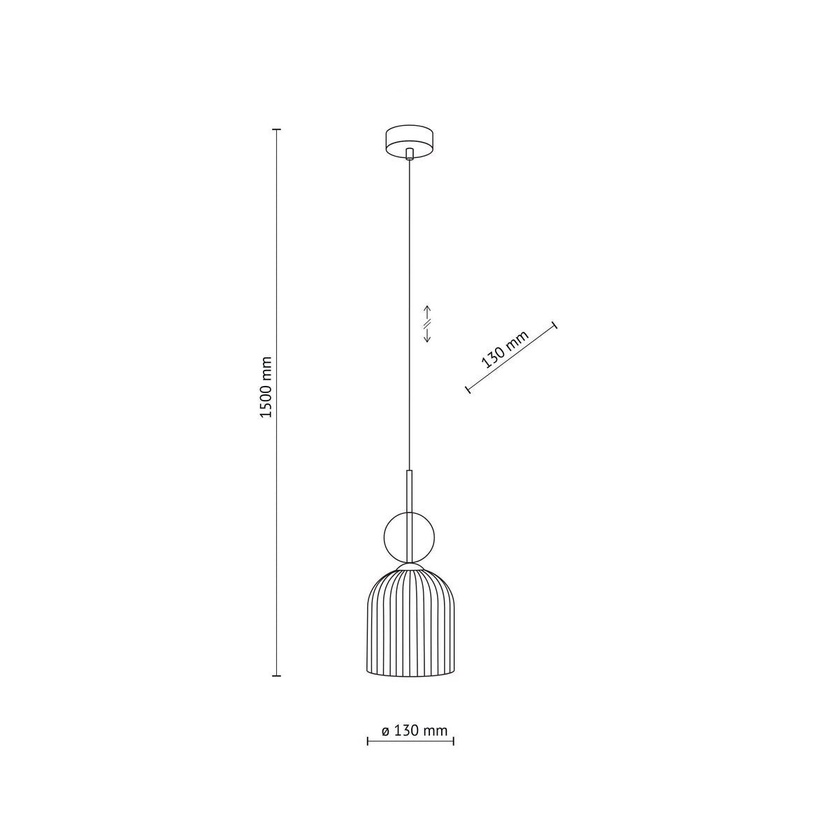 SOPHIA Cognac Ribbed Glass Bell Mini Pendant for Kitchen Island