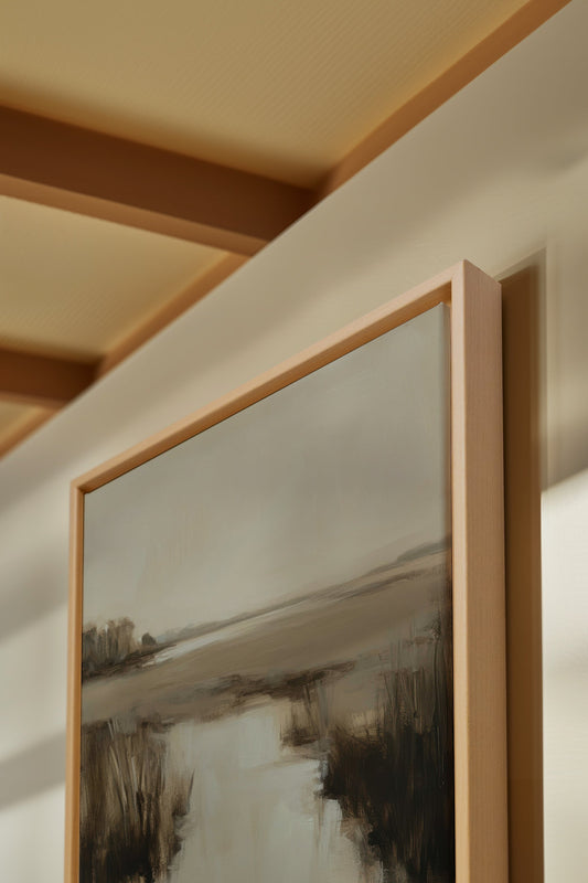 NEBELHAFT BLAUER HORIZONT, Kunst auf gespannter Leinwand