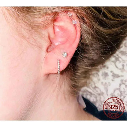 14K Gold Plated 925 Sterling Silver Cubic Zirconia Cuff Earrings - Trendy and Chic