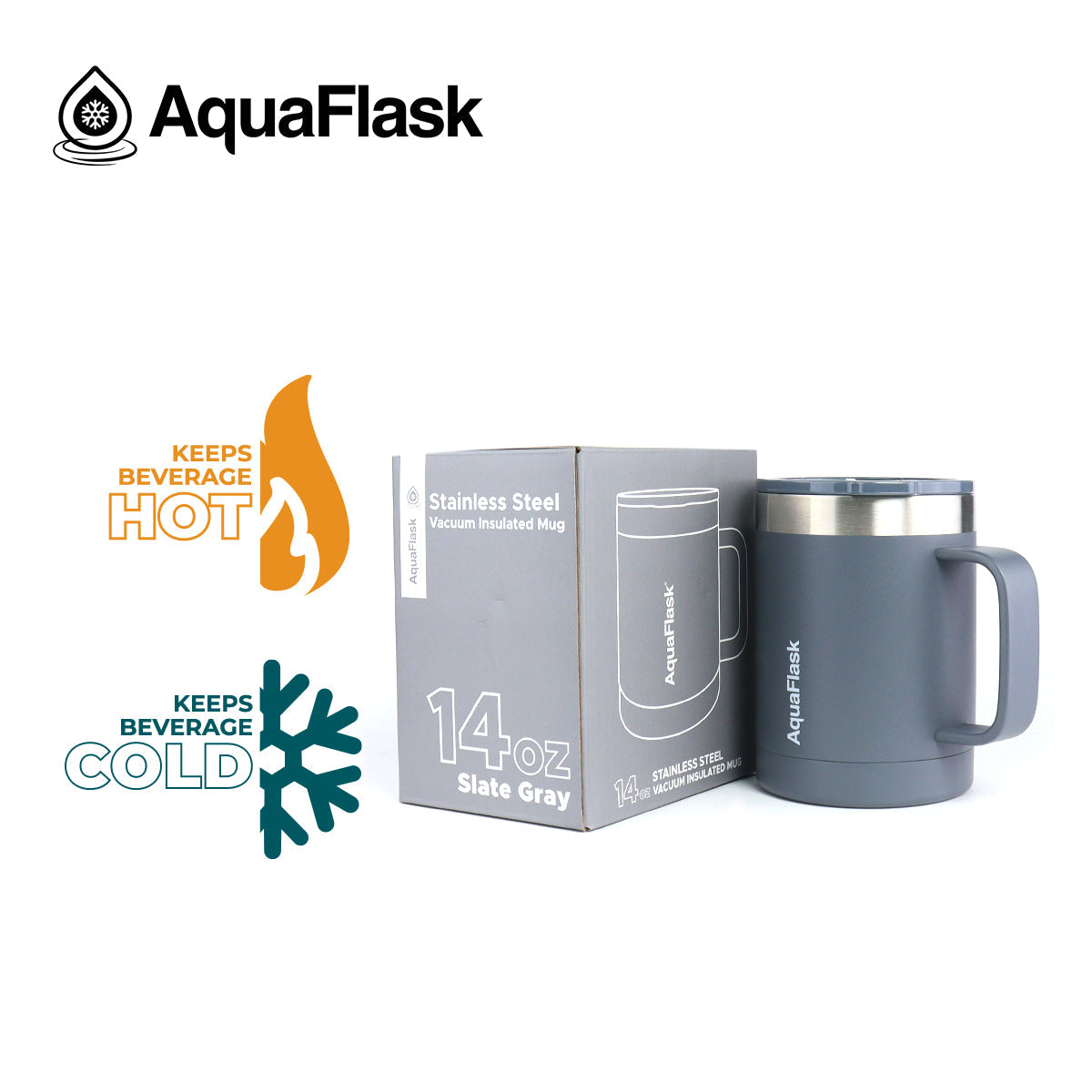 Aquaflask Thermobecher isoliert mit Deckel und Henkel 415ml (14 oz)