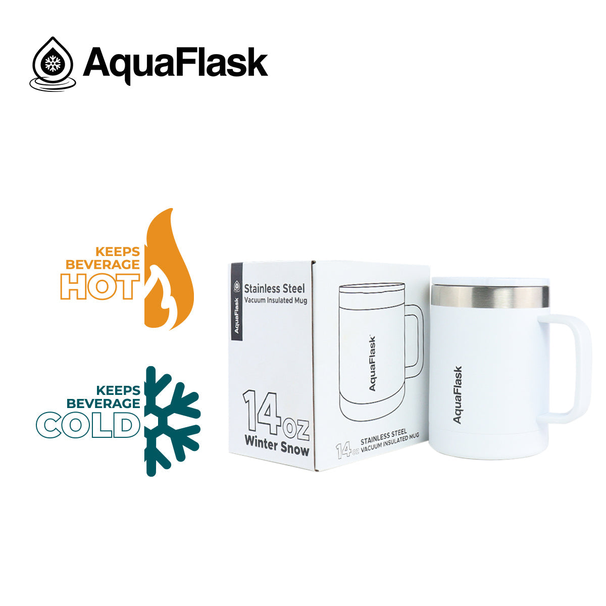 Aquaflask Thermobecher isoliert mit Deckel und Henkel 415ml (14 oz)