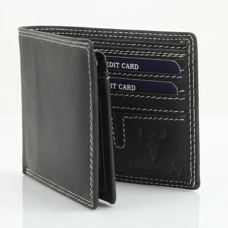 Men's Oil Pull Up Top Flap Bifold Wallet
