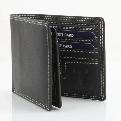 Men's Oil Pull Up Top Flap Bifold Wallet