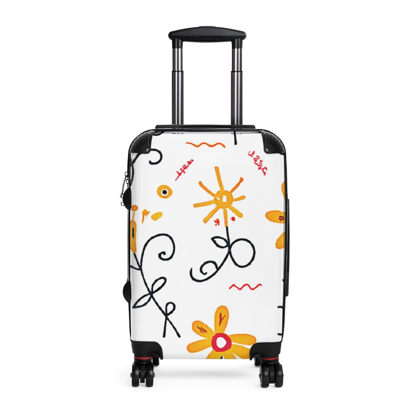Floral Doodle Suitcase – Yellow Flower Pattern Carry-On Luggage