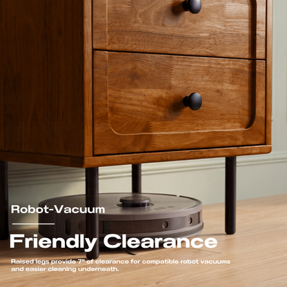 Savana Two Drawers Solid Wood Nightstand
