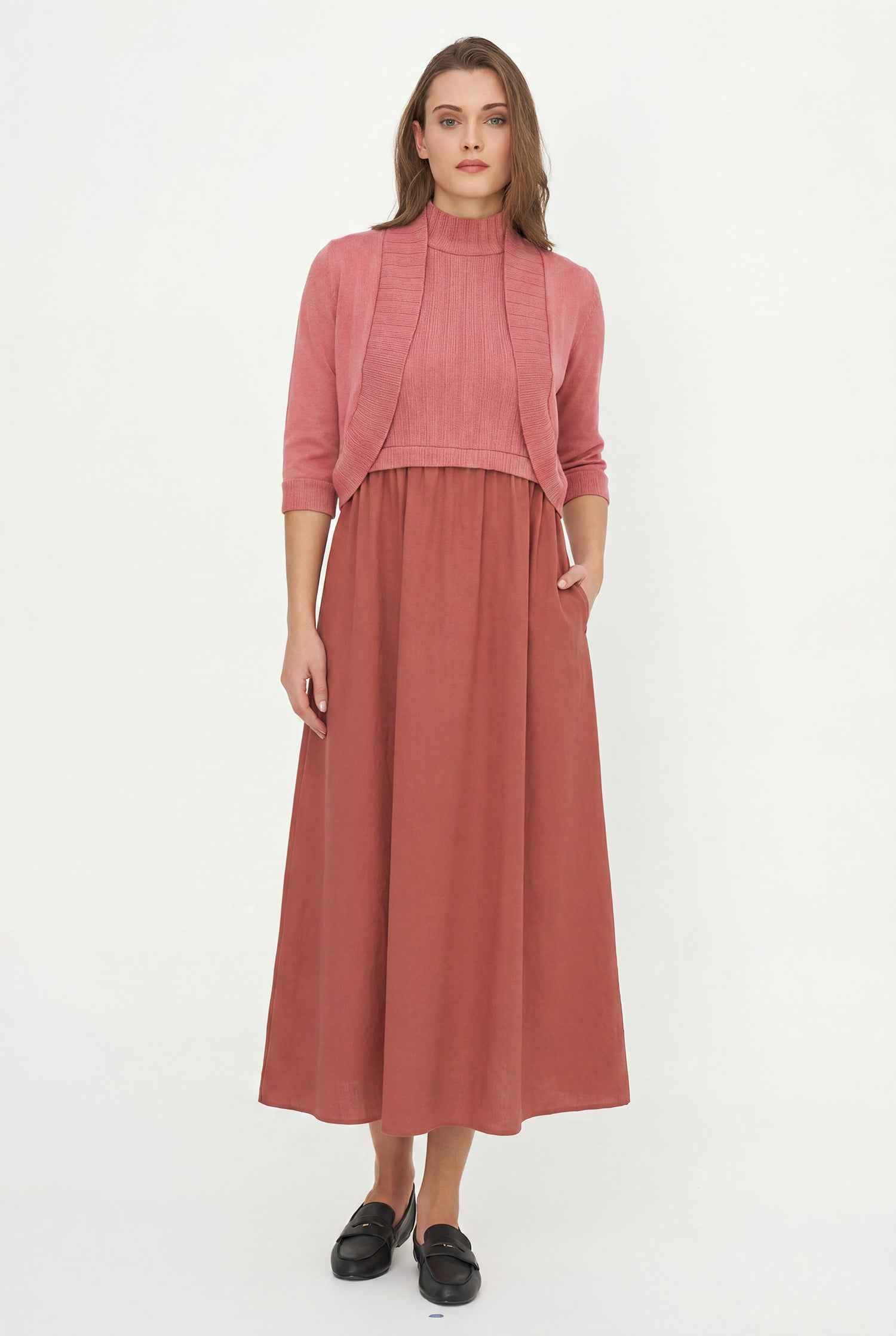 Women's Knit/Woven Combo Cardigan