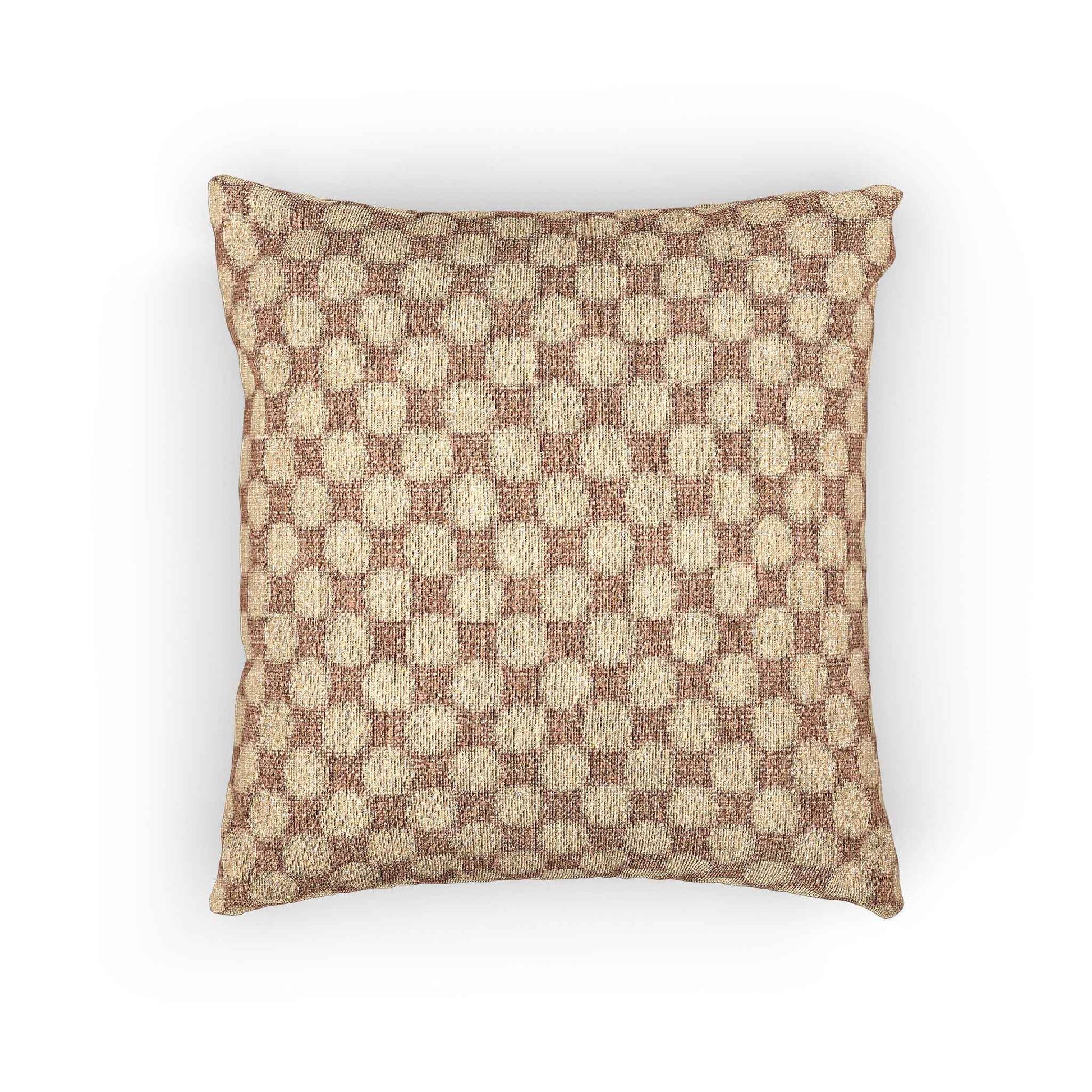 Woven Checkered Pattern Pillow | Neutral Brown Geometric Throw Pillow