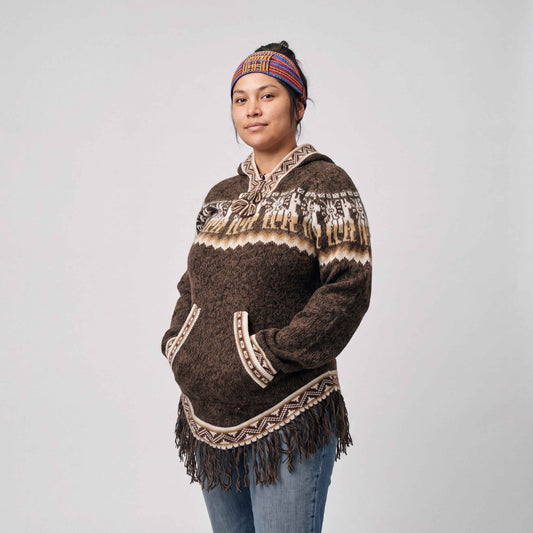 OLDTRIBES™ Women Cardigan Brown Alpaca Sweater