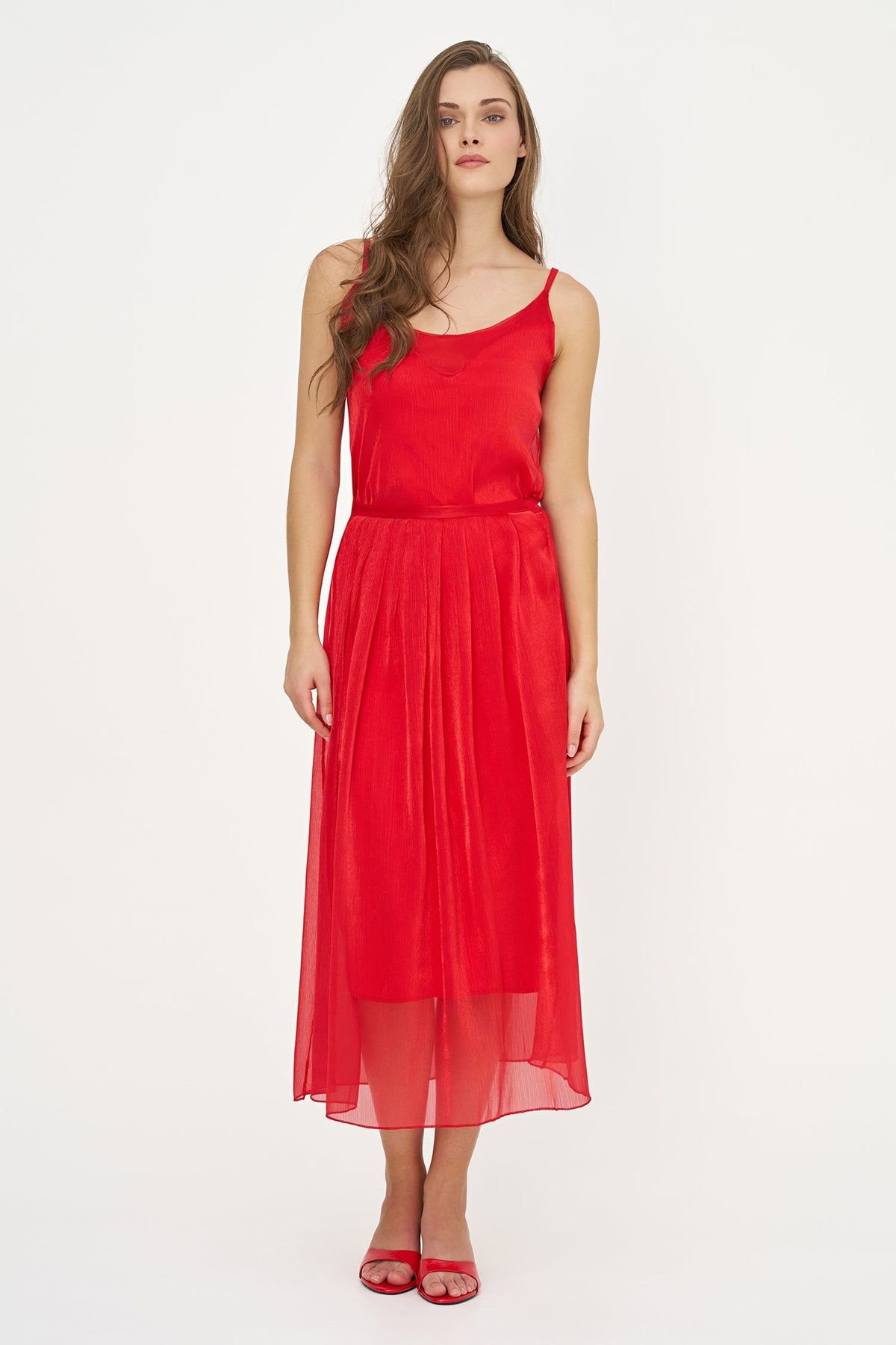 Women's Woven Pull-On A-Line Skirt with Front Pleat Details