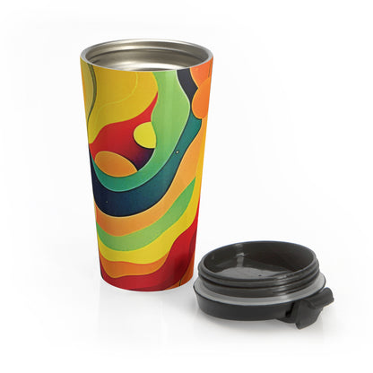 Retro Abstract Stainless Steel Travel Mug — Colorful Psychedelic Wave Design - AURABAGS SHOP