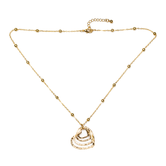Stacked Heart Necklace In Gold Plate