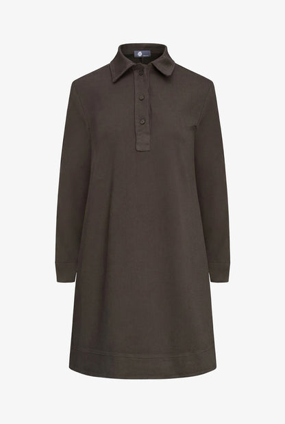 Women's A-Line Dress, Long Sleeves, Partial Button Placket & Pockets