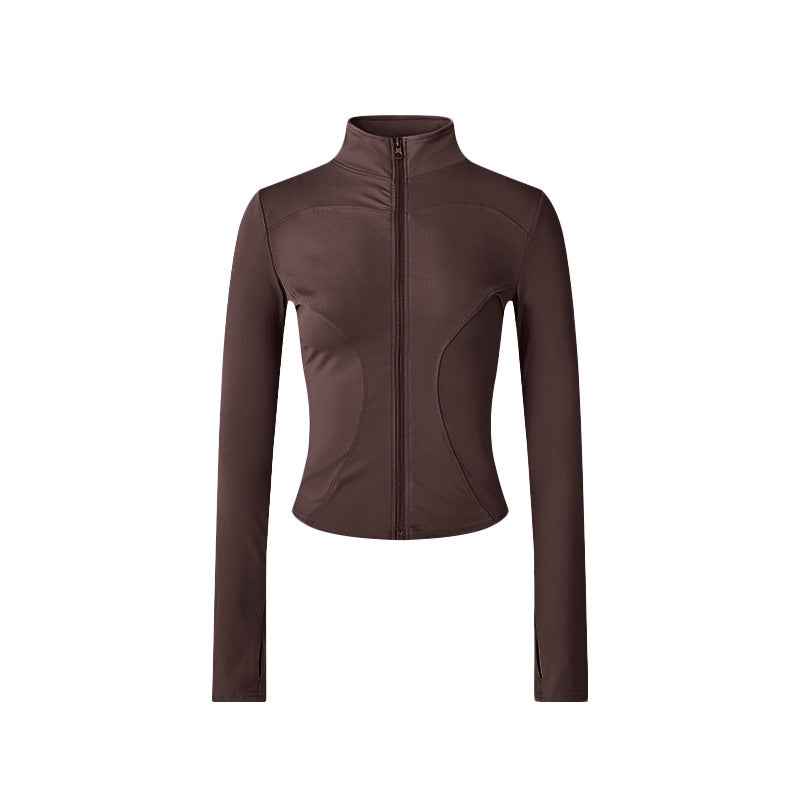 Women’s Long-Sleeve Zip-Up Workout Jacket – Tight-Fit Yoga & Fitness Top