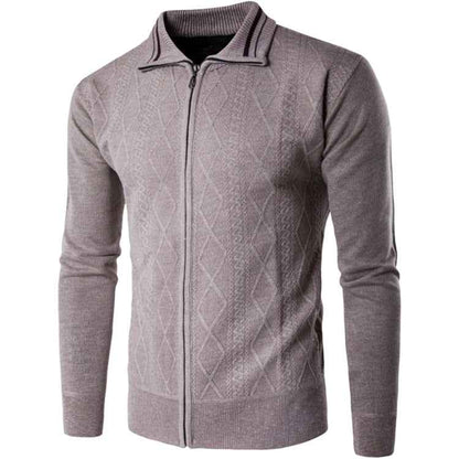 Men's Thickened Cotton Cardigan Zipper Lapel Sweater