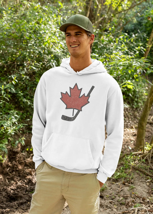Vintage Maple Leaf Hockey Stick Hoodie - Canadian Hockey Pride - Maple Stick Hockey Co. - True Fan