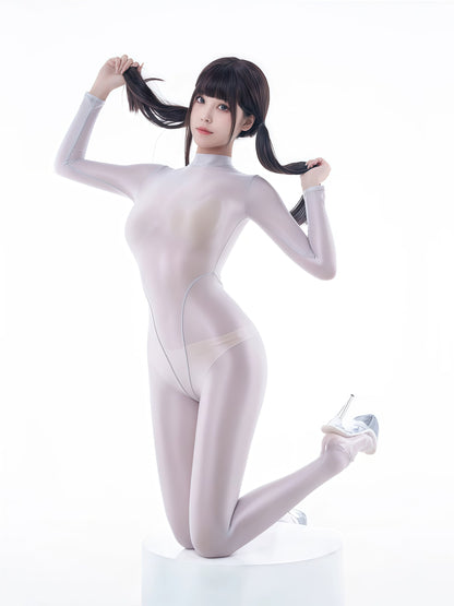 Spandex Nylon See Through Sheer Full Bodysuit Zentai Shinny Cosplay Suit
