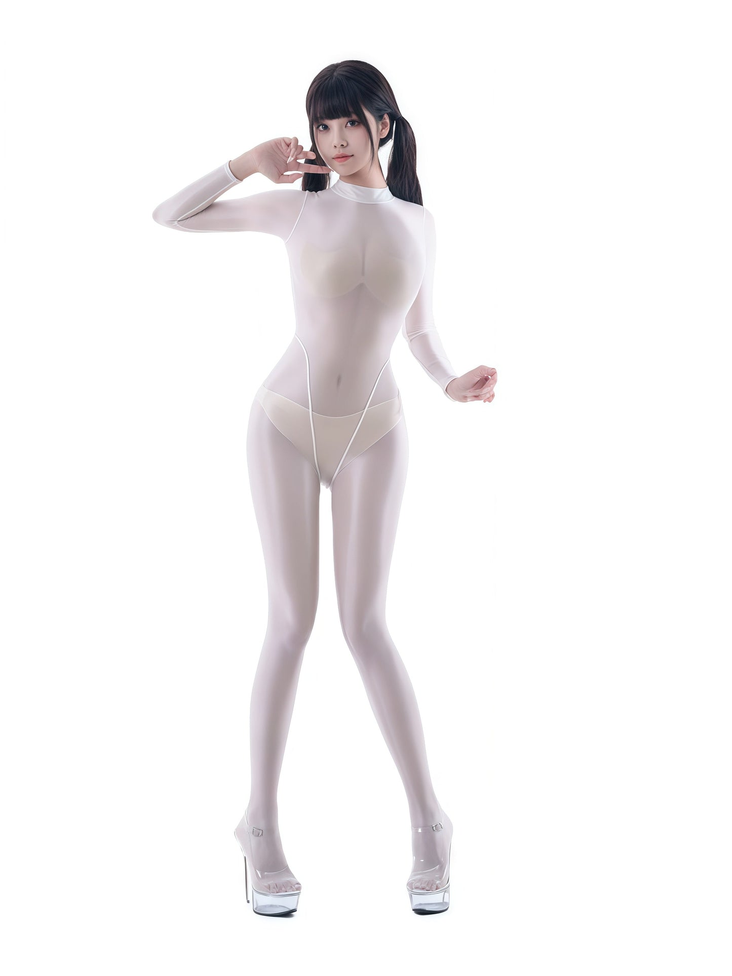 Spandex Nylon See Through Sheer Full Bodysuit Zentai Shinny Cosplay Suit