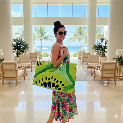 Kiwi Slices Weekender Bag | Tropical Fruit Beach Tote | Busy Mom Carryon - AURABAGS SHOP