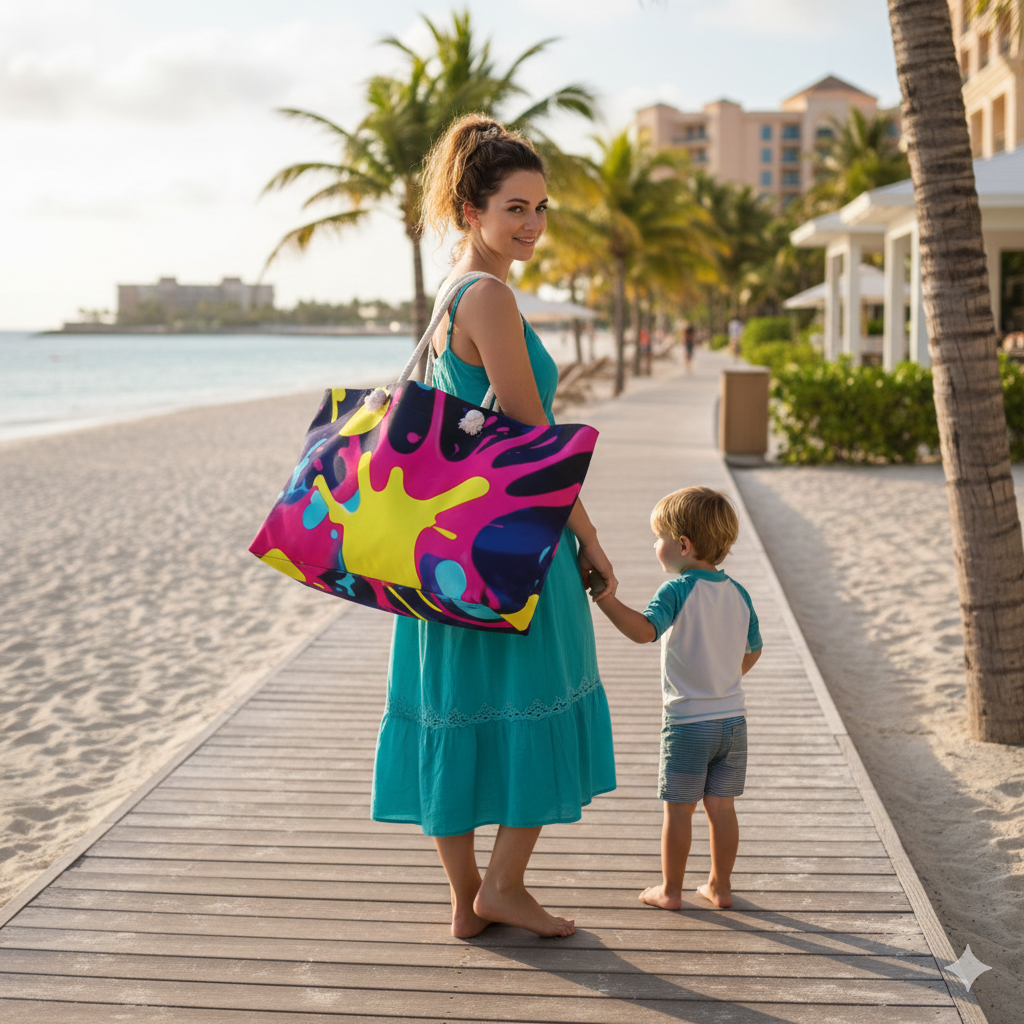 Neon Paint Splatter Weekender Bag | Colorful Travel Tote | Busy Mom Carryon - AURABAGS SHOP