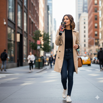 Travel Mug — Colorful Neon Paw Print Stainless Steel Tumbler - AURABAGS SHOP