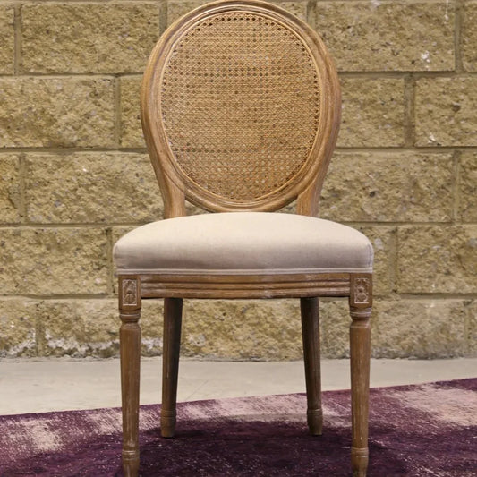 Napoleon Dining Chair w/ Cane Back- Antique Linen