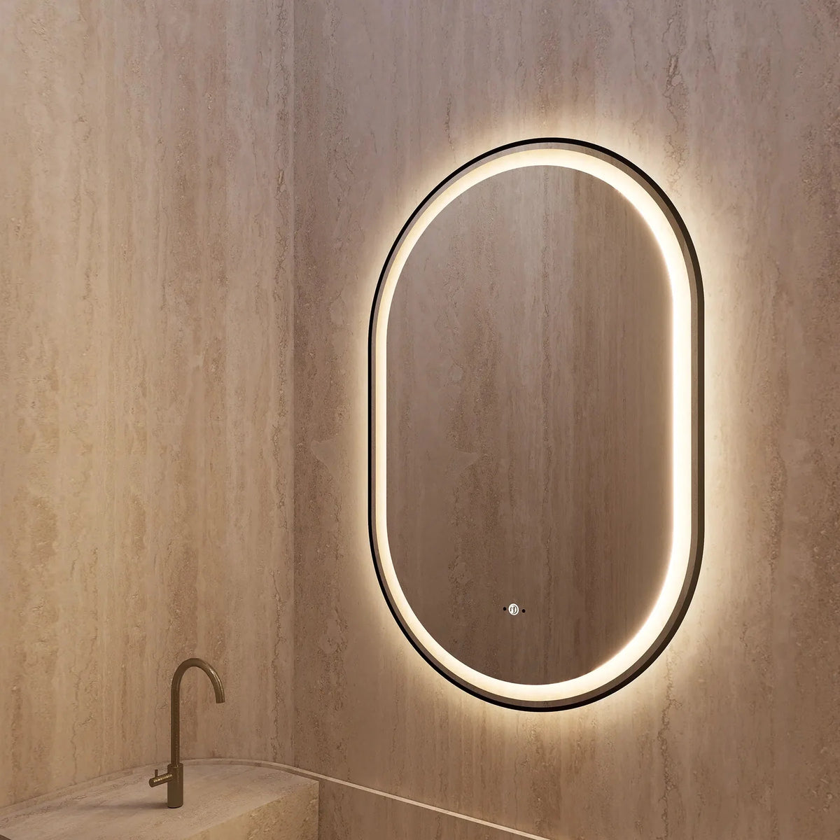 24" x 36" LED Mirror with Black Frame, Anti-Fog, CRI 90+ & Seamless Lighting