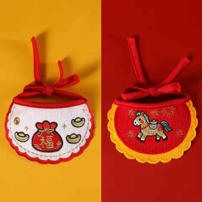 Fortune Blessing Chinese New Year Pet Bib | Dog & Cat Lunar Accessory