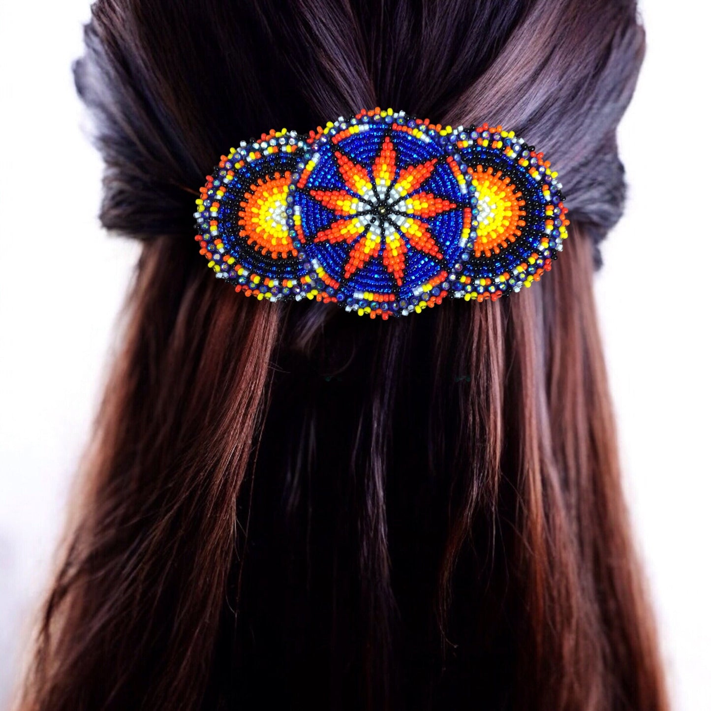 Blue Native American Beaded Barrettes