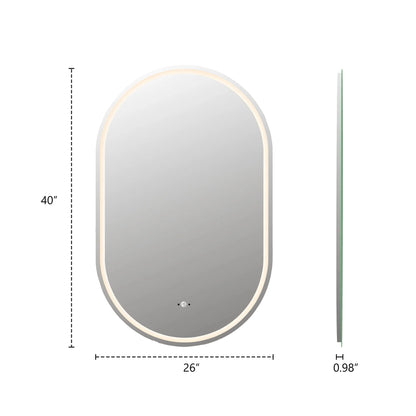 26" x 40" Frameless Capsule LED Mirror with Anti-Fog, CRI 90+ & Seamless Lighting
