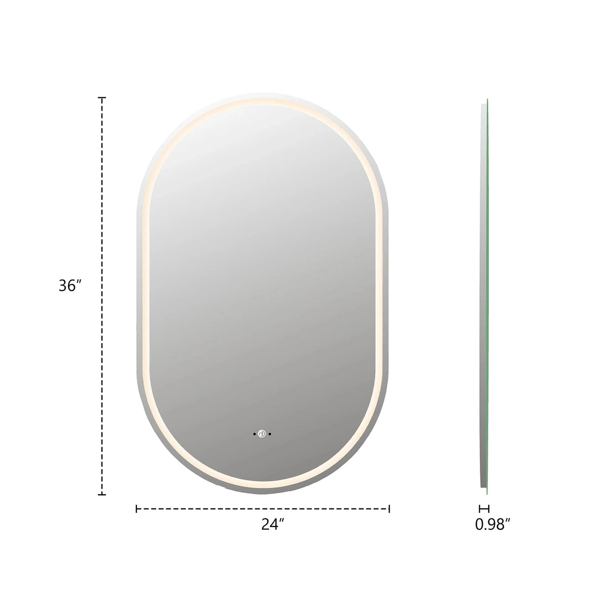 26" x 40" Frameless Capsule LED Mirror with Anti-Fog, CRI 90+ & Seamless Lighting