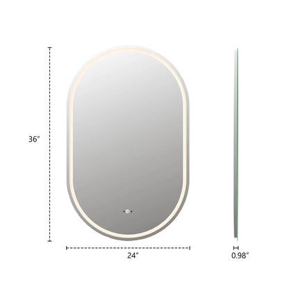 26" x 40" Frameless Capsule LED Mirror with Anti-Fog, CRI 90+ & Seamless Lighting