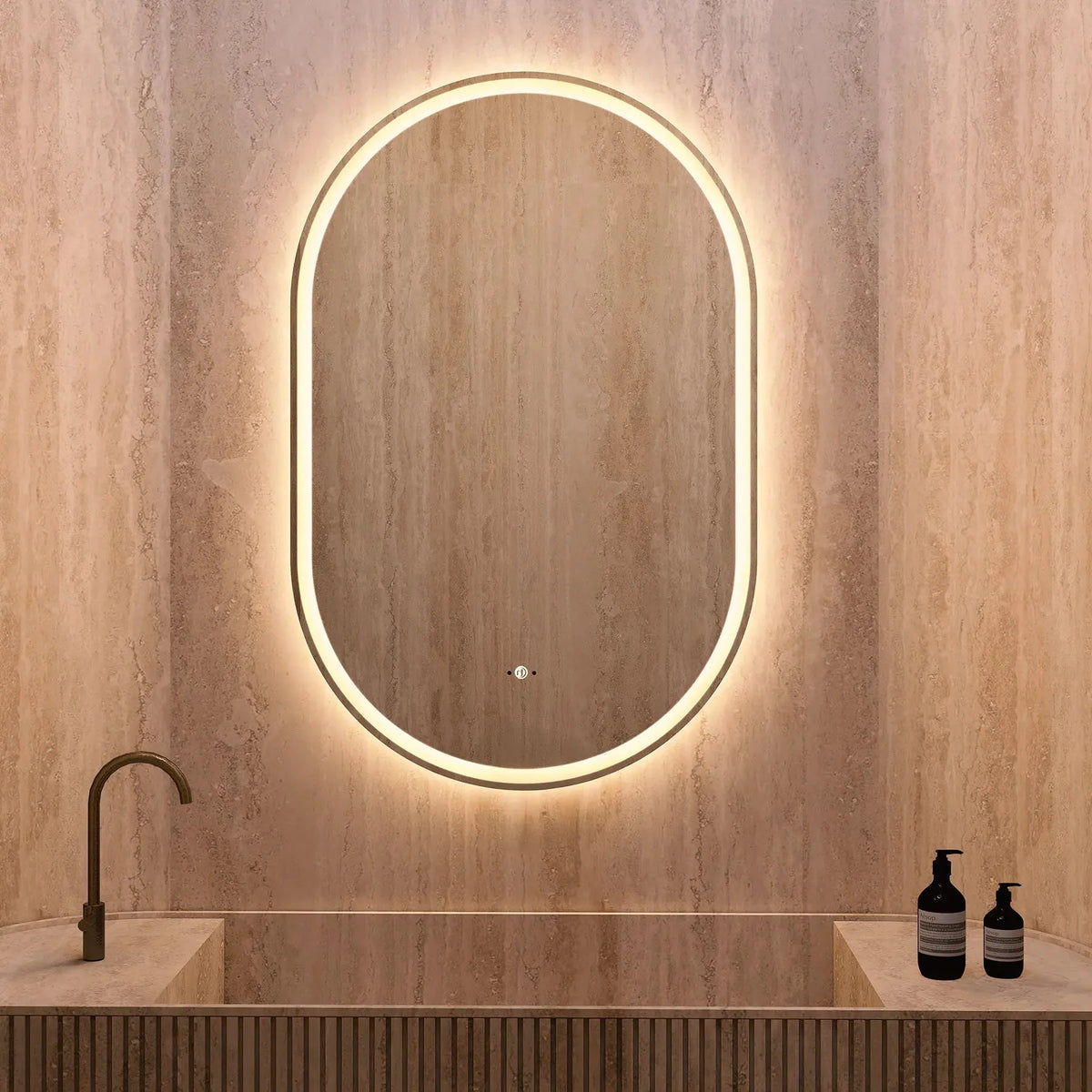 26" x 40" Frameless Capsule LED Mirror with Anti-Fog, CRI 90+ & Seamless Lighting