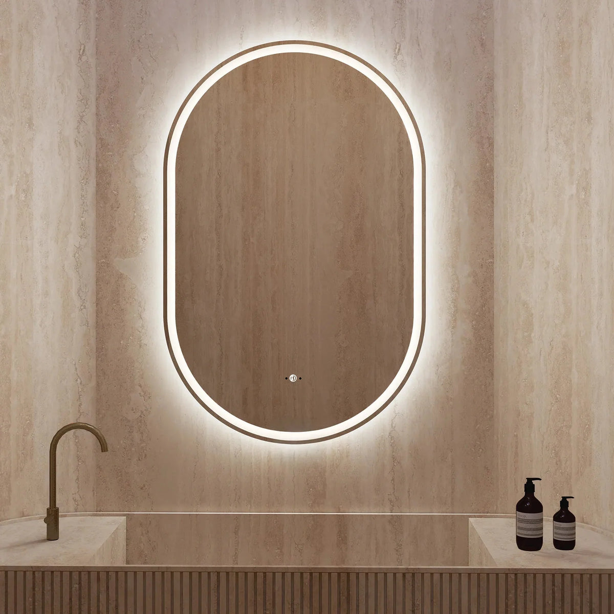 26" x 40" Frameless Capsule LED Mirror with Anti-Fog, CRI 90+ & Seamless Lighting