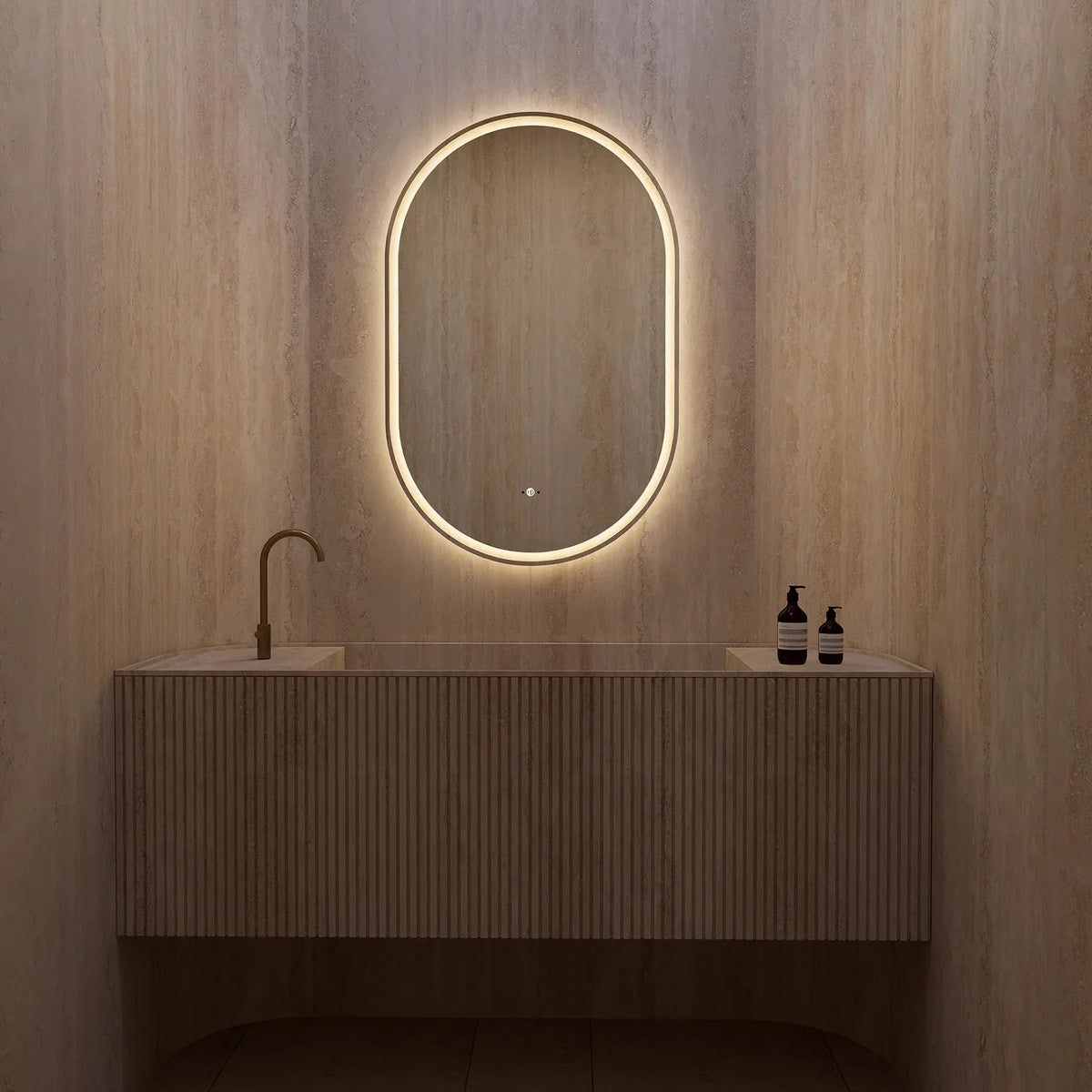 26" x 40" Frameless Capsule LED Mirror with Anti-Fog, CRI 90+ & Seamless Lighting