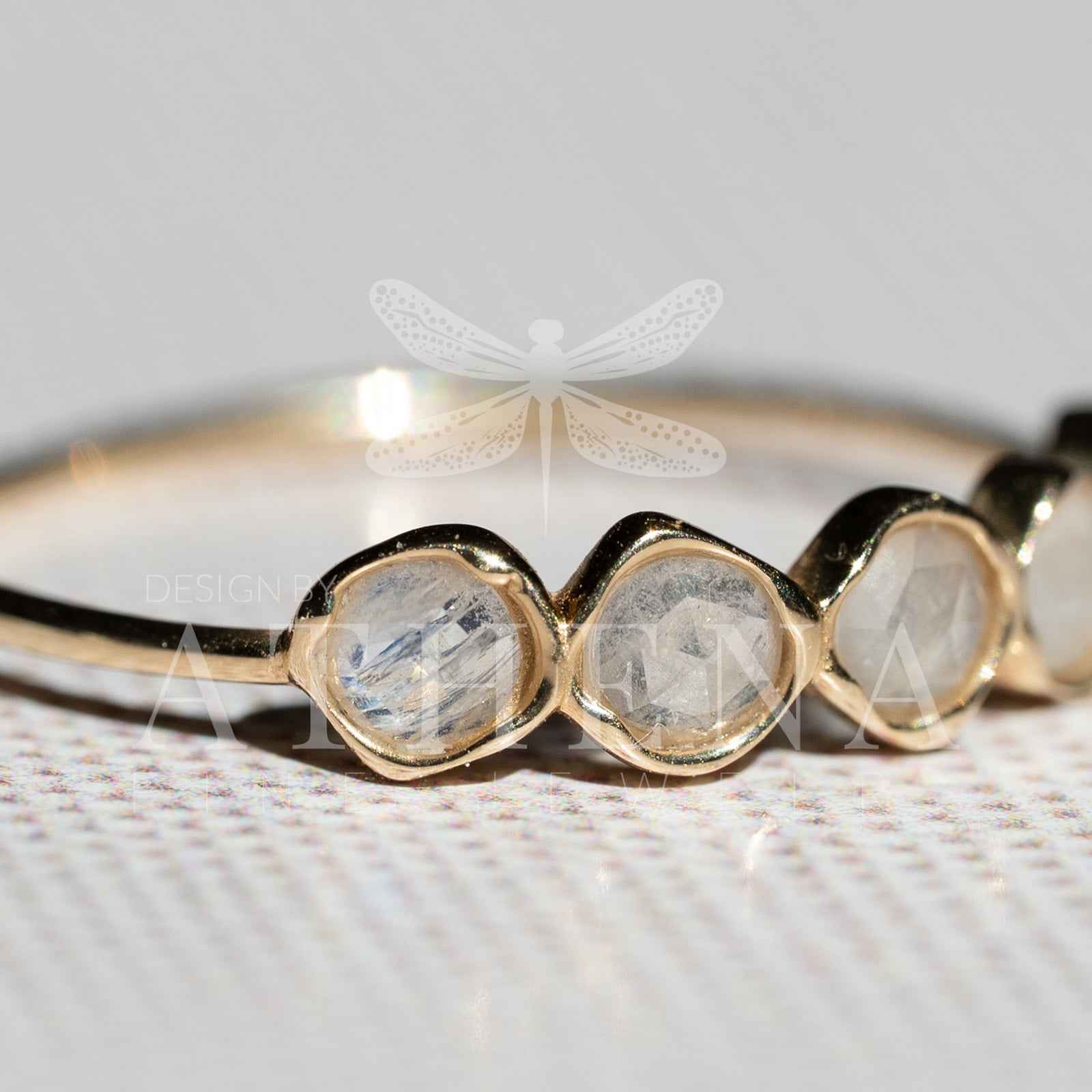 Moonstone Band Ring in 14K Yellow Gold