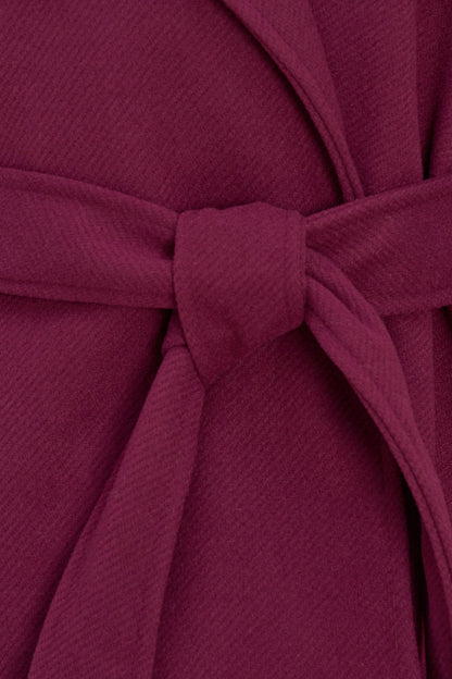 Women's Double-Breasted Coat, Lapel Collar, Flaps & Removable Belt