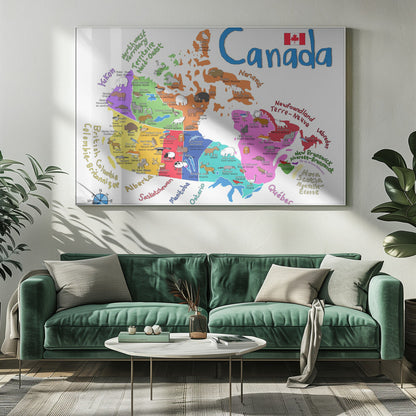 Wandbild Illustrierte Karte von Kanada mit Tieren von Carla Daly