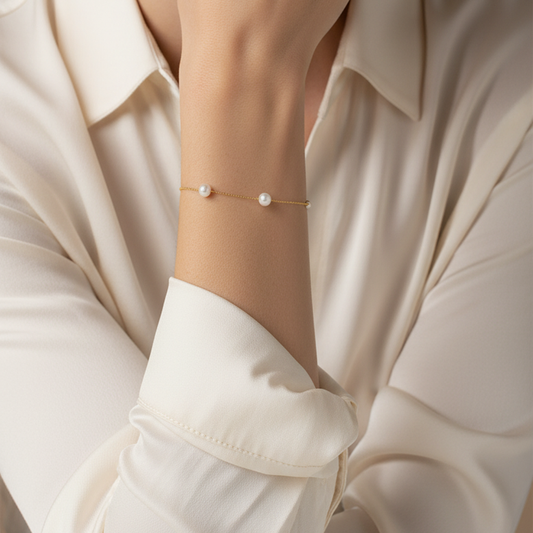 Golden Freshwater Pearl Bracelet Set