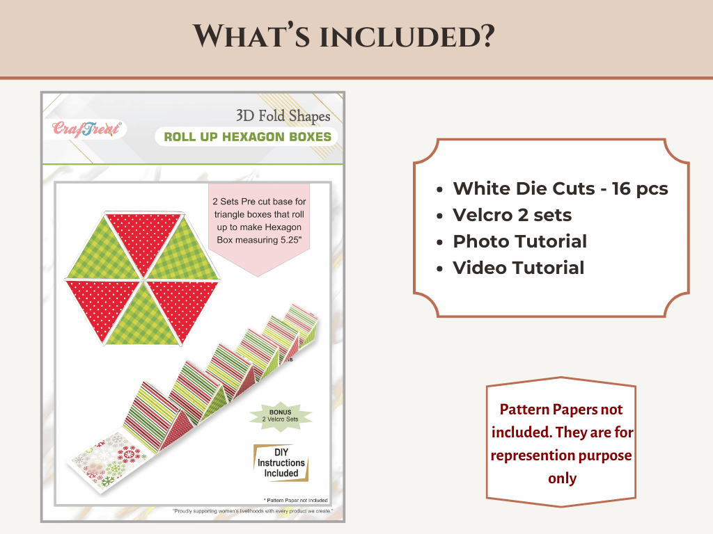 CrafTreat Scrapbook Hexagon Roll up - White 2pcs